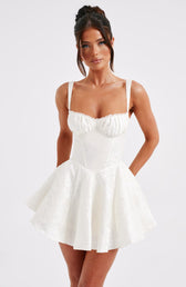 Jacquard Sweetheart Corset Fit and Flare Mini Dress 14