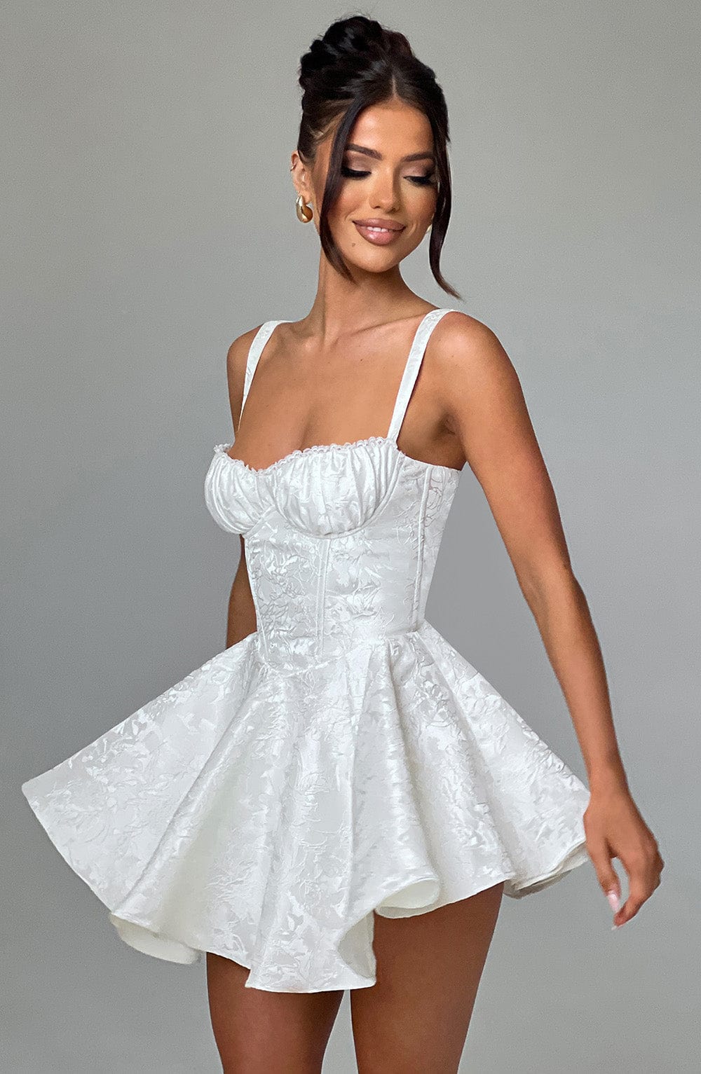 Jacquard Sweetheart Corset Fit and Flare Mini Dress 3