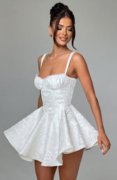 Jacquard Sweetheart Corset Fit and Flare Mini Dress 3