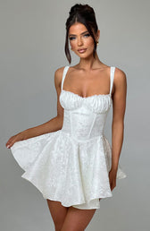 Jacquard Sweetheart Corset Fit and Flare Mini Dress 5