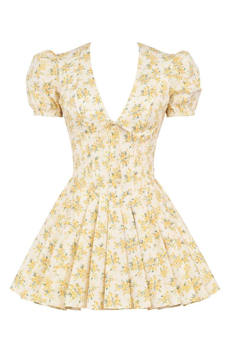 Helga Elevated Floral V Neck Corset Mini Dress Statement Occasion Edit