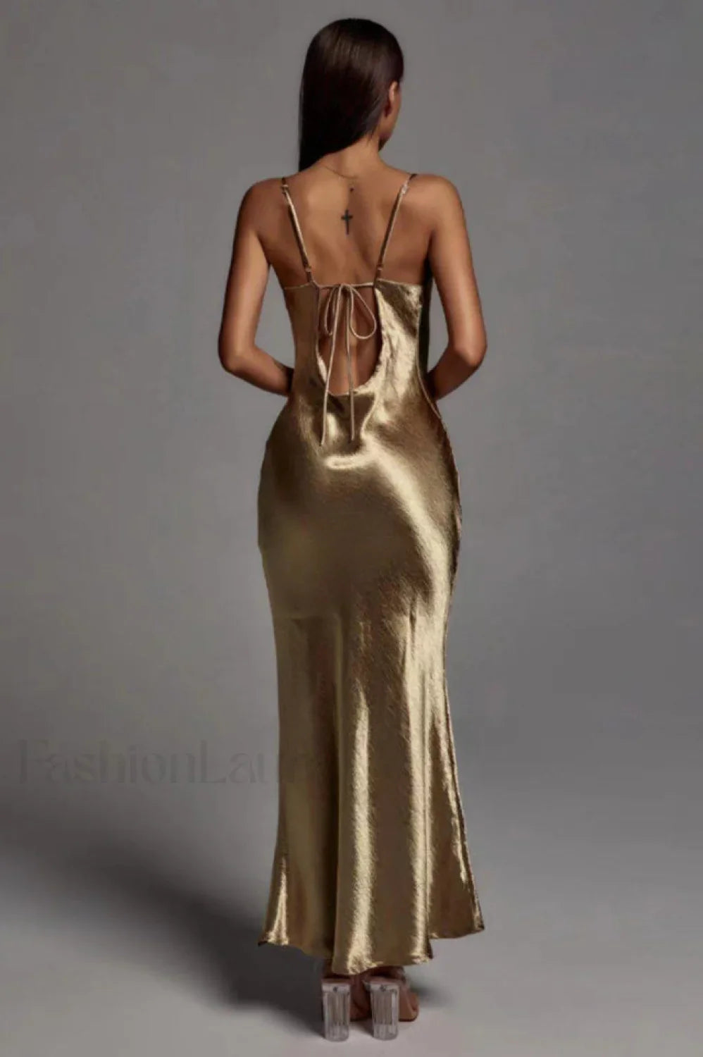 Emily Metallic Stylish Gold Maxi Dress