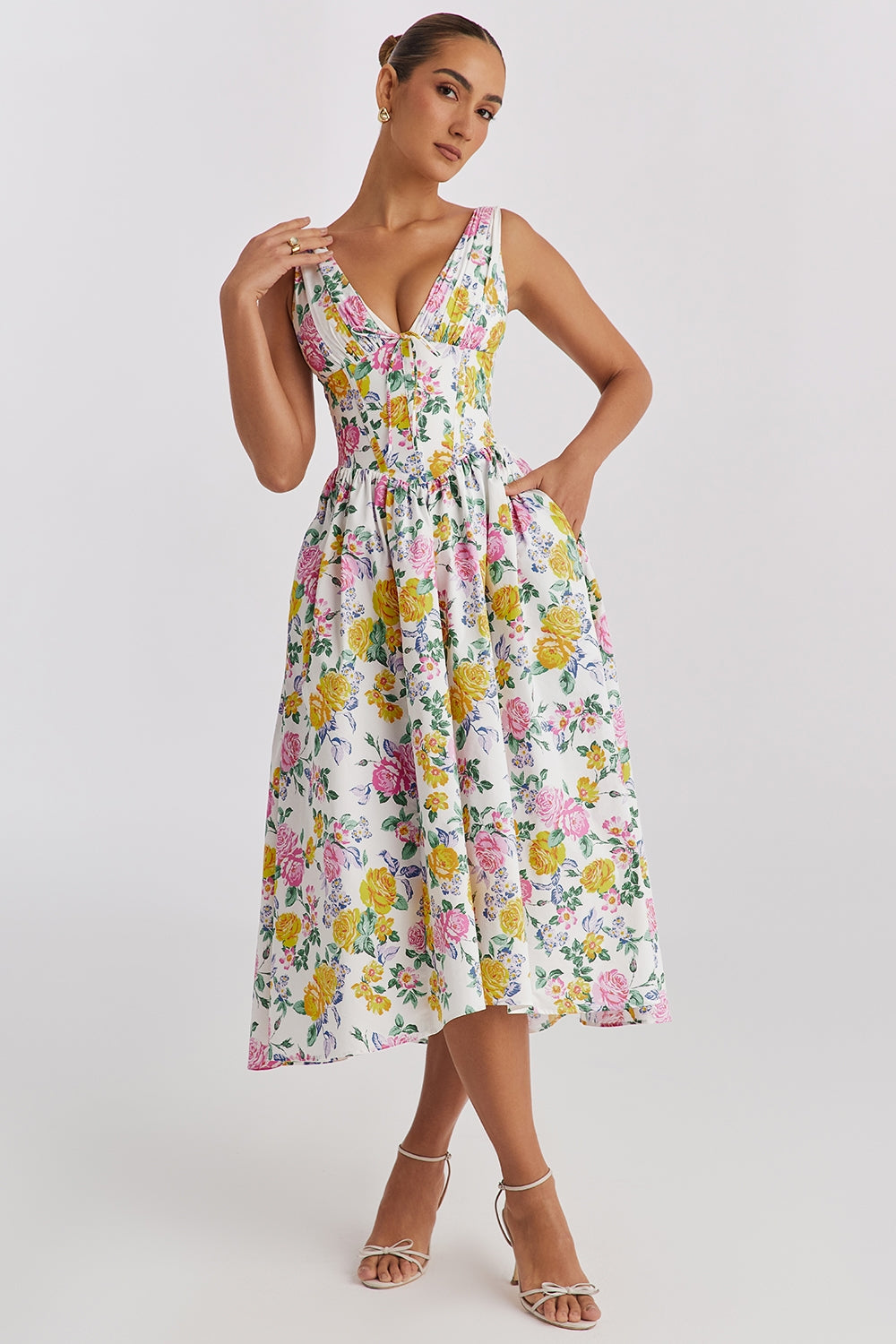 Angelica | Elegant Summer Dress Yellow floral