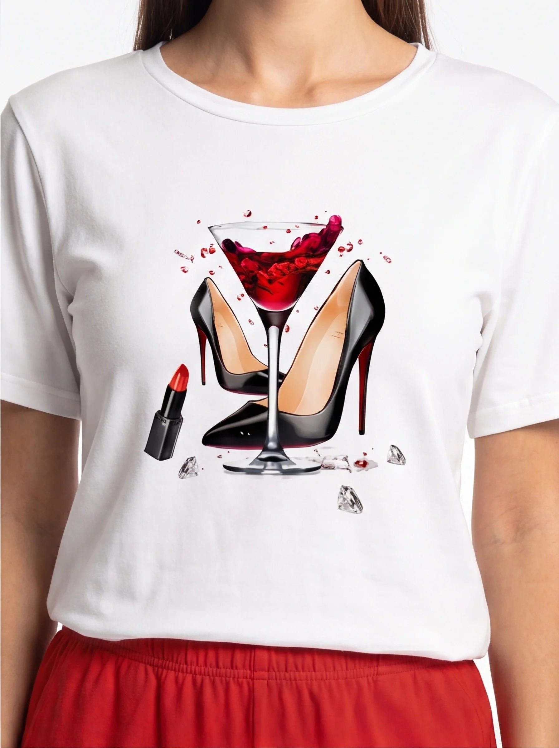 Chic Lounge Set | Women's Graphic Print Top & Elastic Waist Shorts