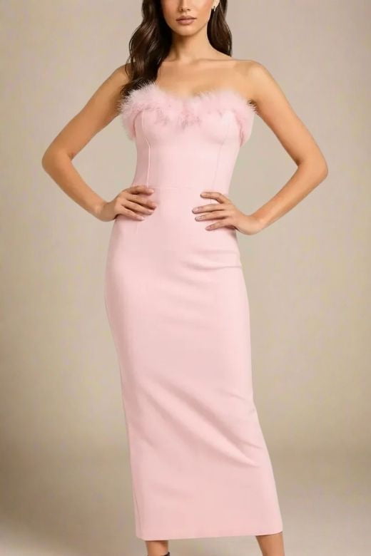 Erin Bandage Maxi Dress - Dusty Pink