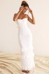 Erin Embroidered Lace Maxi Dress in White - View 3