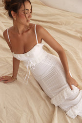 Erin Embroidered Lace Maxi Dress in White - View 5