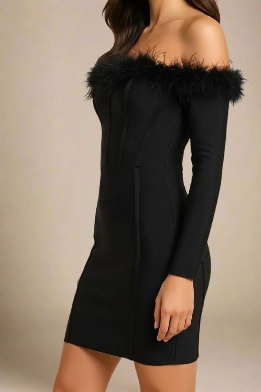 Erin Long Sleeve Bandage Mini Dress - Classic Black