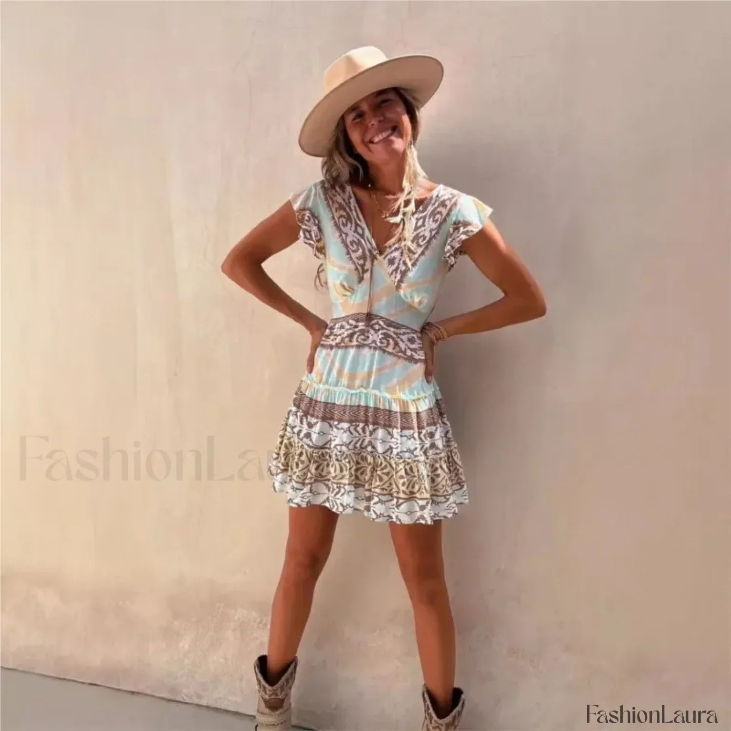 Ethnic Flying-Sleeve Boho Dress
