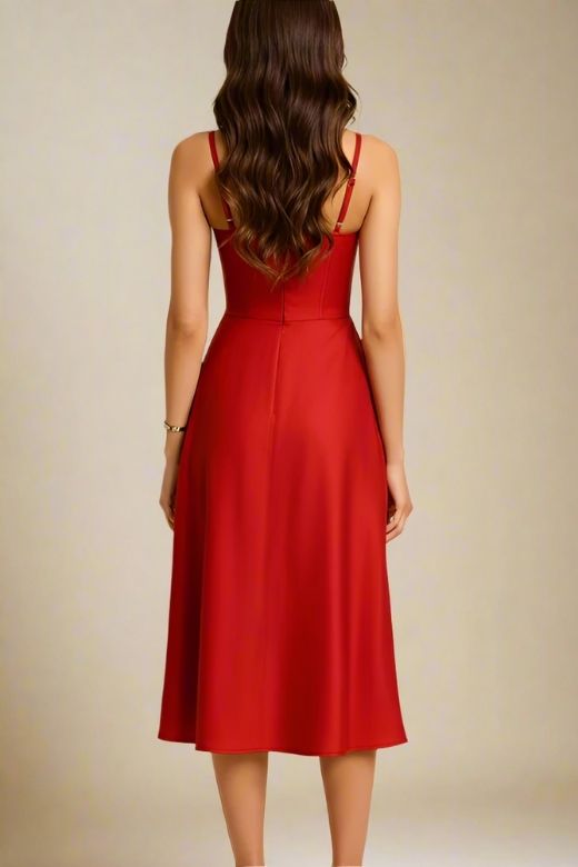 Everly Midi Dress - Lipstick Red