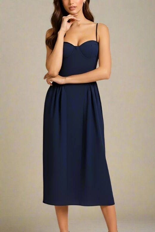 Everly Midi Dress - Navy Blue