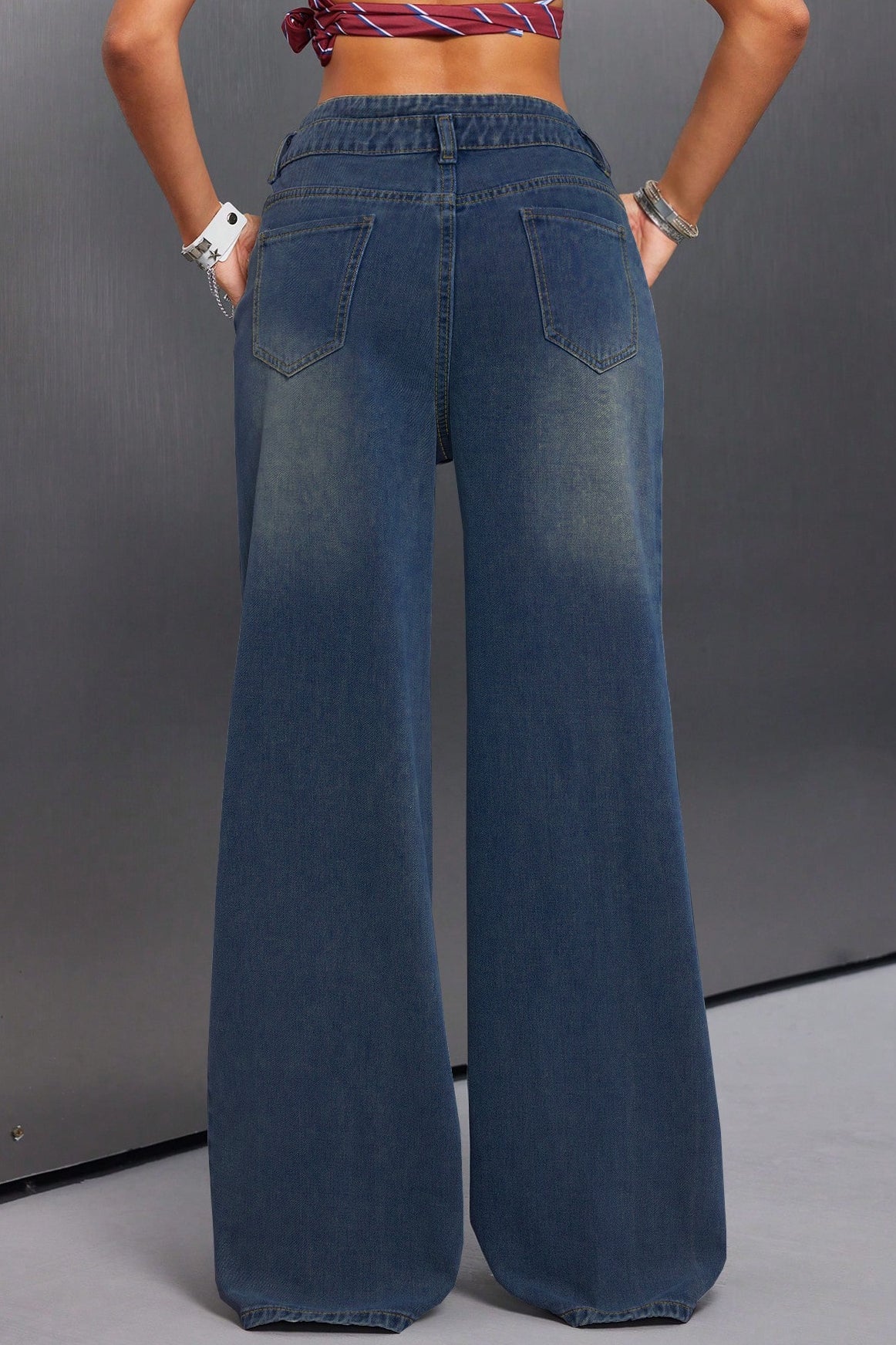 Button Front Vintage Wide Jean