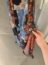 Floral Patchwork Spaghetti Strap Ruffle Maxi Dress 25
