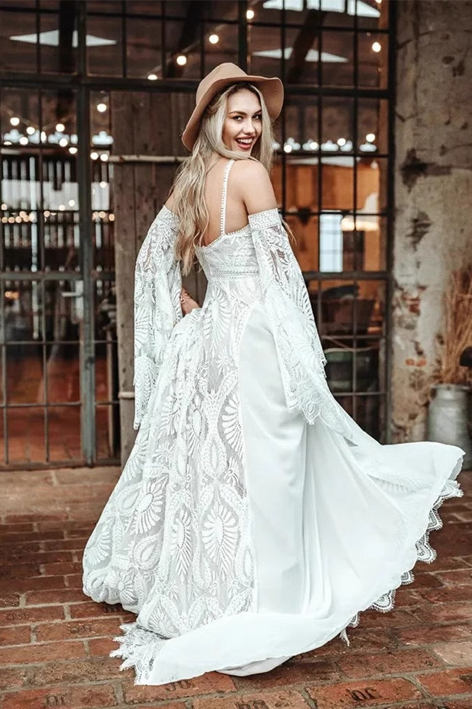 Bohemian Fit Flare Wedding Dress
