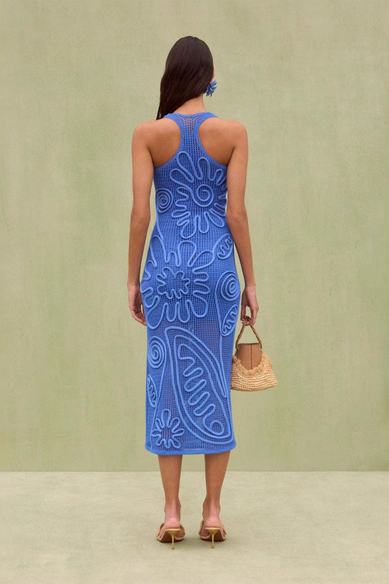 Knit Edition Sleeveless Solid Color Backless Maxi Sweater Dress