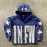 Vintage Patchwork Graphic Print Hoodie