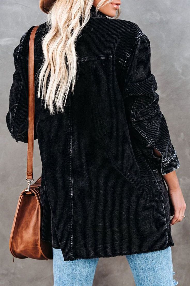 Oversized Corduroy Distressed Coat
