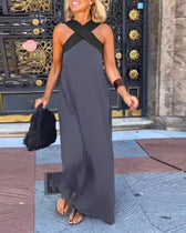 Cross Front Halter Neck Sleeveless Maxi Dress 8