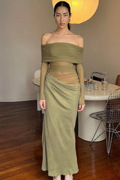 Cutenew Mesh Ruched Maxi Dress 5