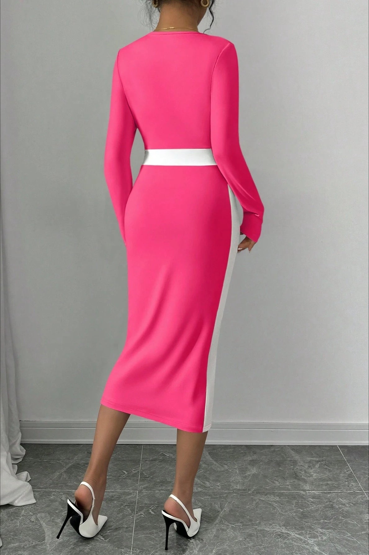 Color Block Panel Bodycon Cocktail Mini Dress