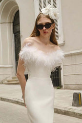 Ostrich Feather Bandage Prom Dress