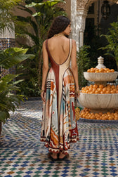Printed Linen Patchwork Slip Dress