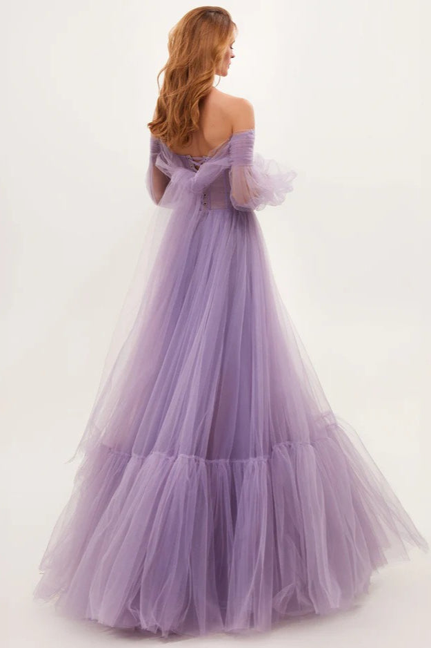 Off-the-Shoulder Sheer Mesh Dress