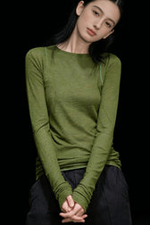 Ribbed Crew Neck Long Sleeve Top
