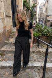 Casual 3D Pleat A-Line Wide Leg Pants
