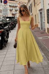Minimalist Square Neck Slim A Line Slip Dress