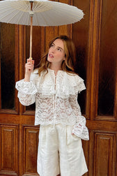 Luxe Round Neck Lace Blouse
