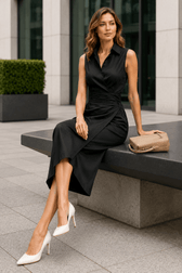 Asymmetric Sleeveless Slim Chic Work Dress