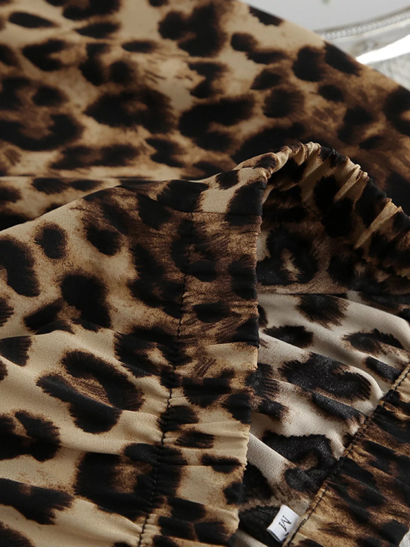 Leopard Cardigan and Wide Leg Pants Lounge Set