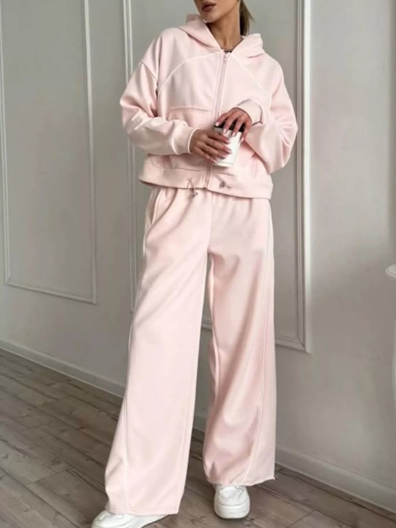 Fleece Zip-Up Hoodie and Joggers Set