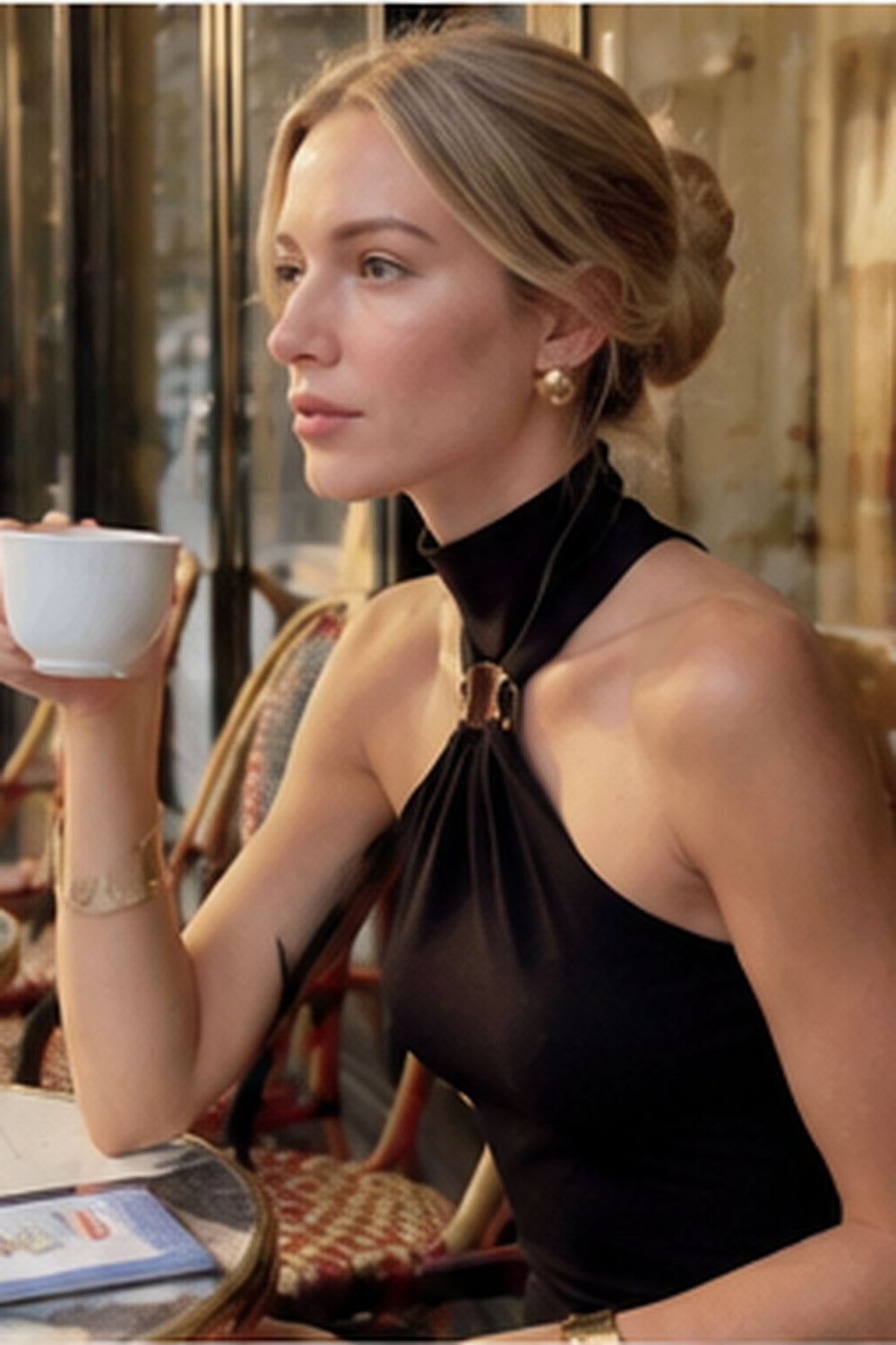 High Neck Sleeveless Slit Formal Dress
