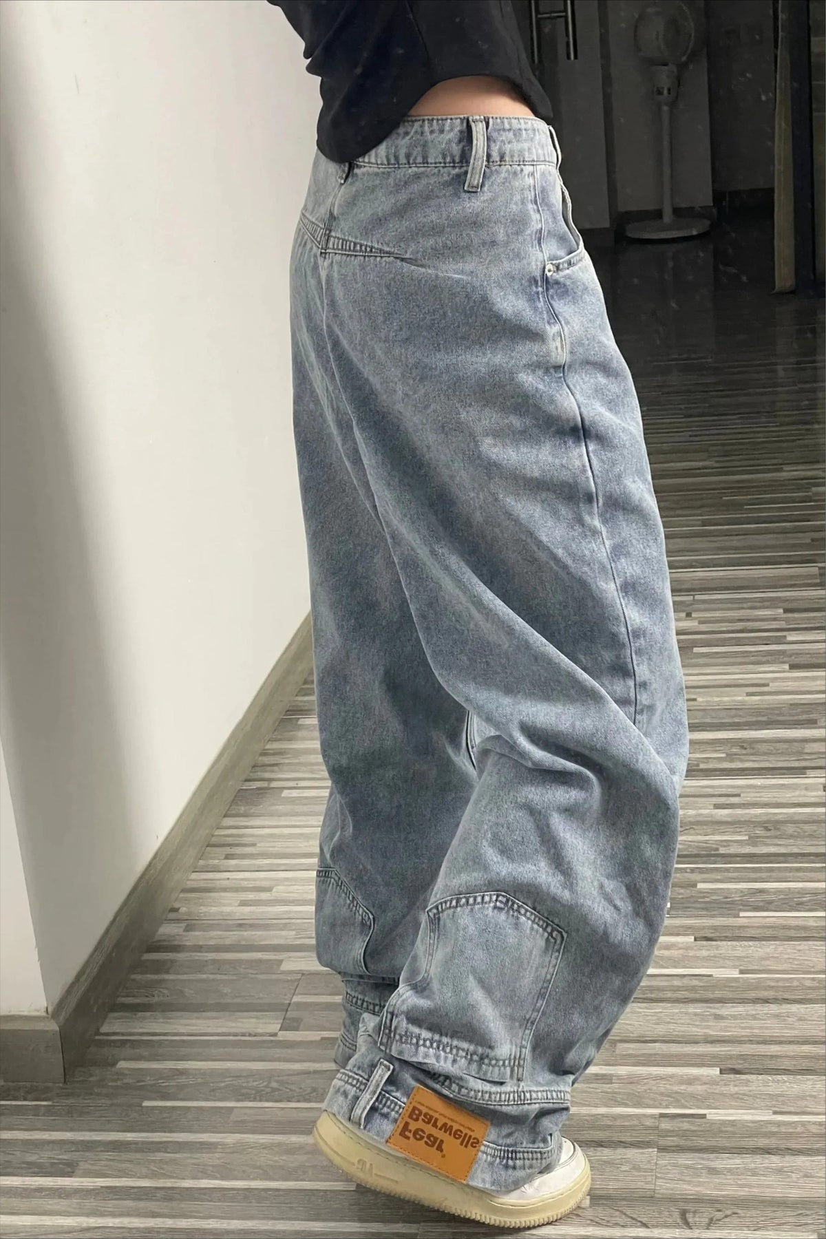 Low Rise Faded Wash Baggy Wide Leg Denim Jeans 5