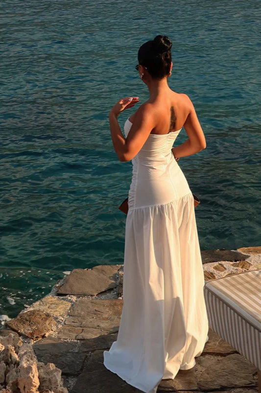 Strapless Hollow Out Beach Maxi Dress