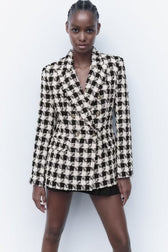 Textured Houndstooth Winter Blazer