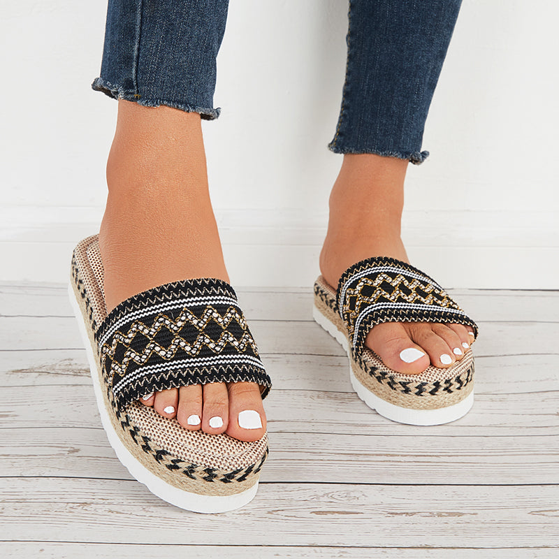 Open Toe Espadrilles Platform Slide Sandals Summer Slippers