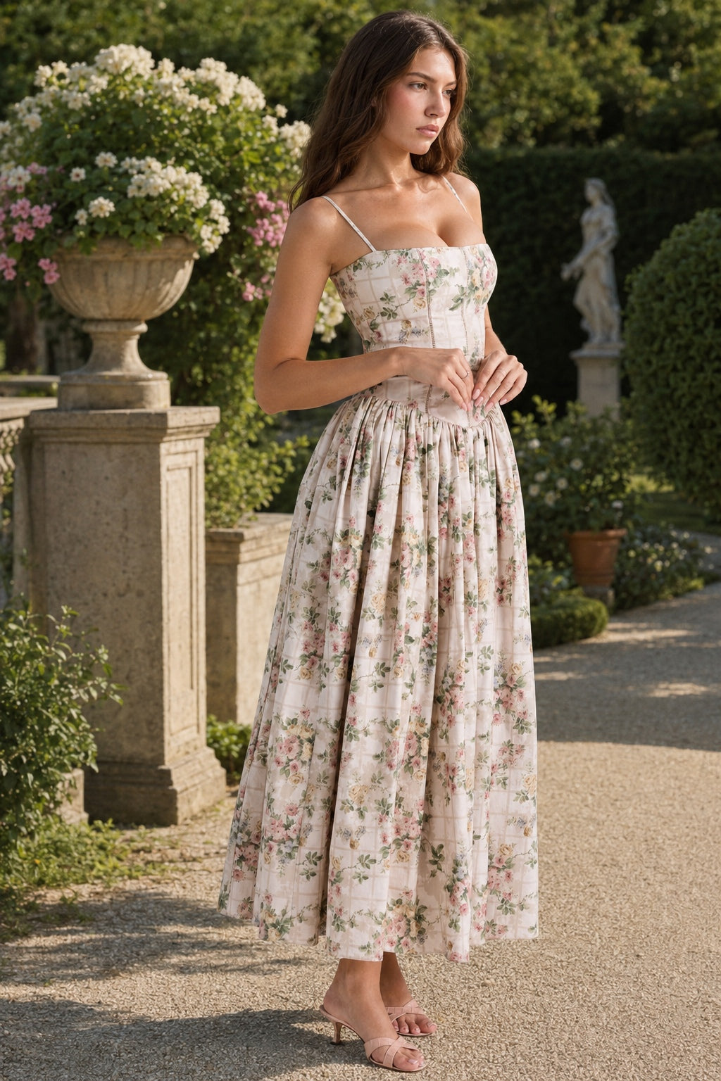 Ditsy Floral Slim Fit Slip Dress
