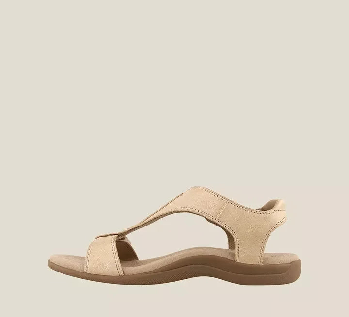 Open Toe T-Strap Cushioned Flat Sandals