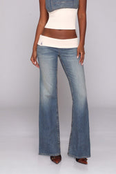 Low-Rise Flared Denim Jeans