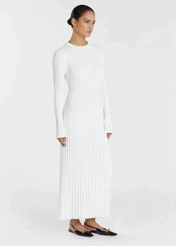 Pleated Parisian Ribbed Midi Dress