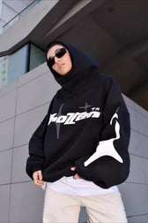 Star Letter Graphic Print Hoodie