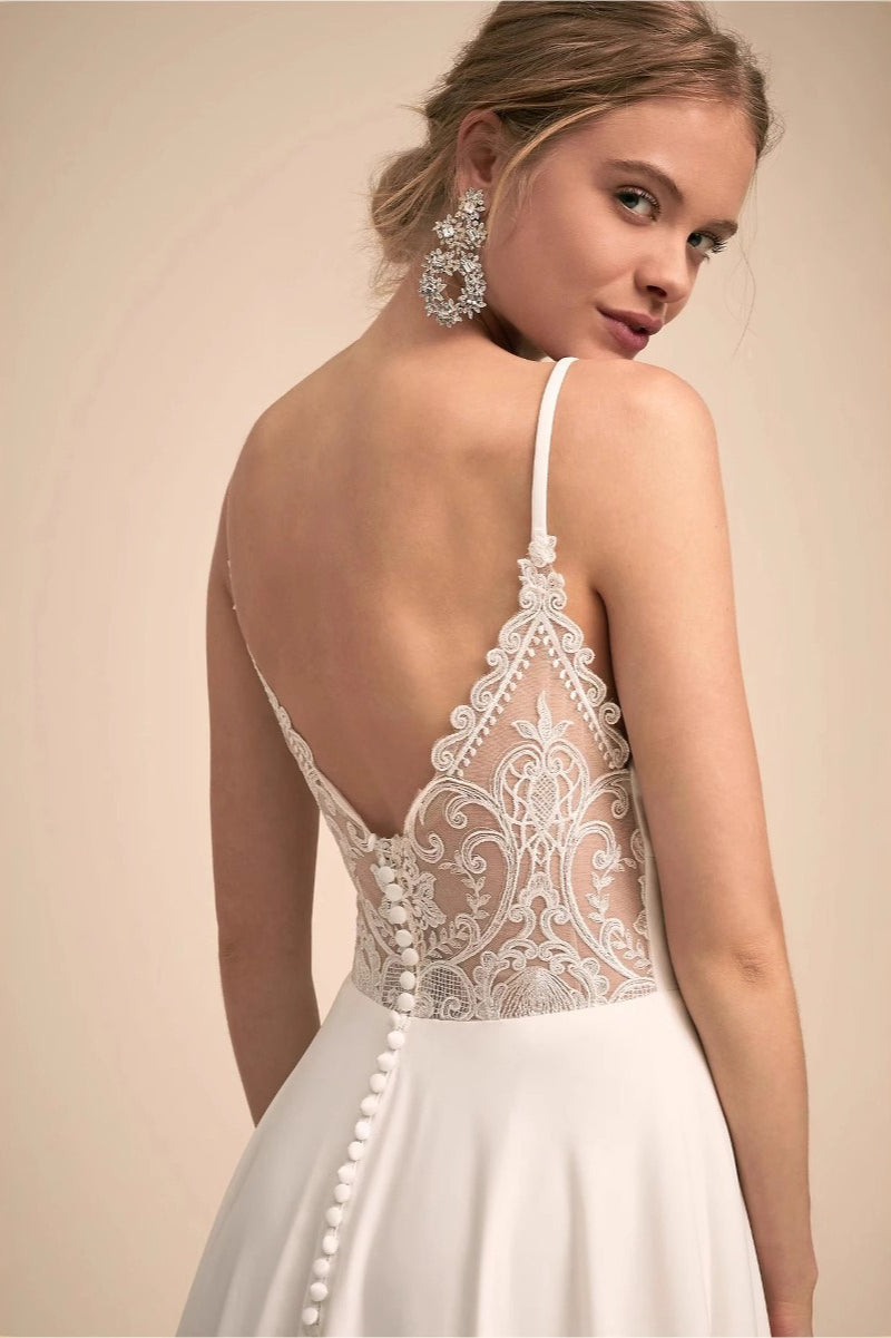 Plunging Lace Mermaid Wedding Dress
