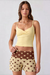 Crisscross V-Neck Ribbed Cami Top