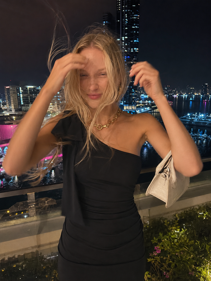 One Shoulder Tie Waist Party Dress