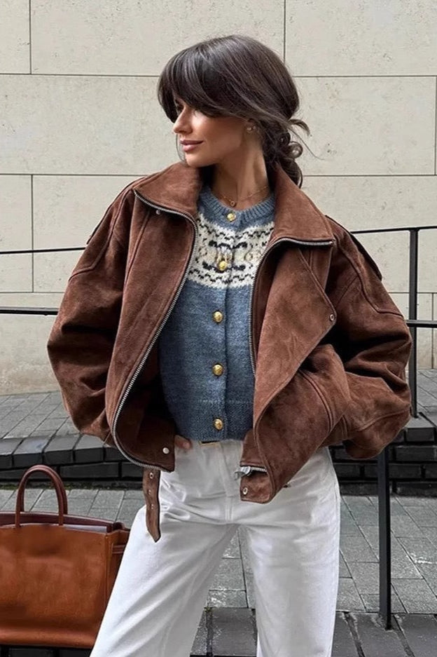 Mocha Brown Relaxed Fit Jacket
