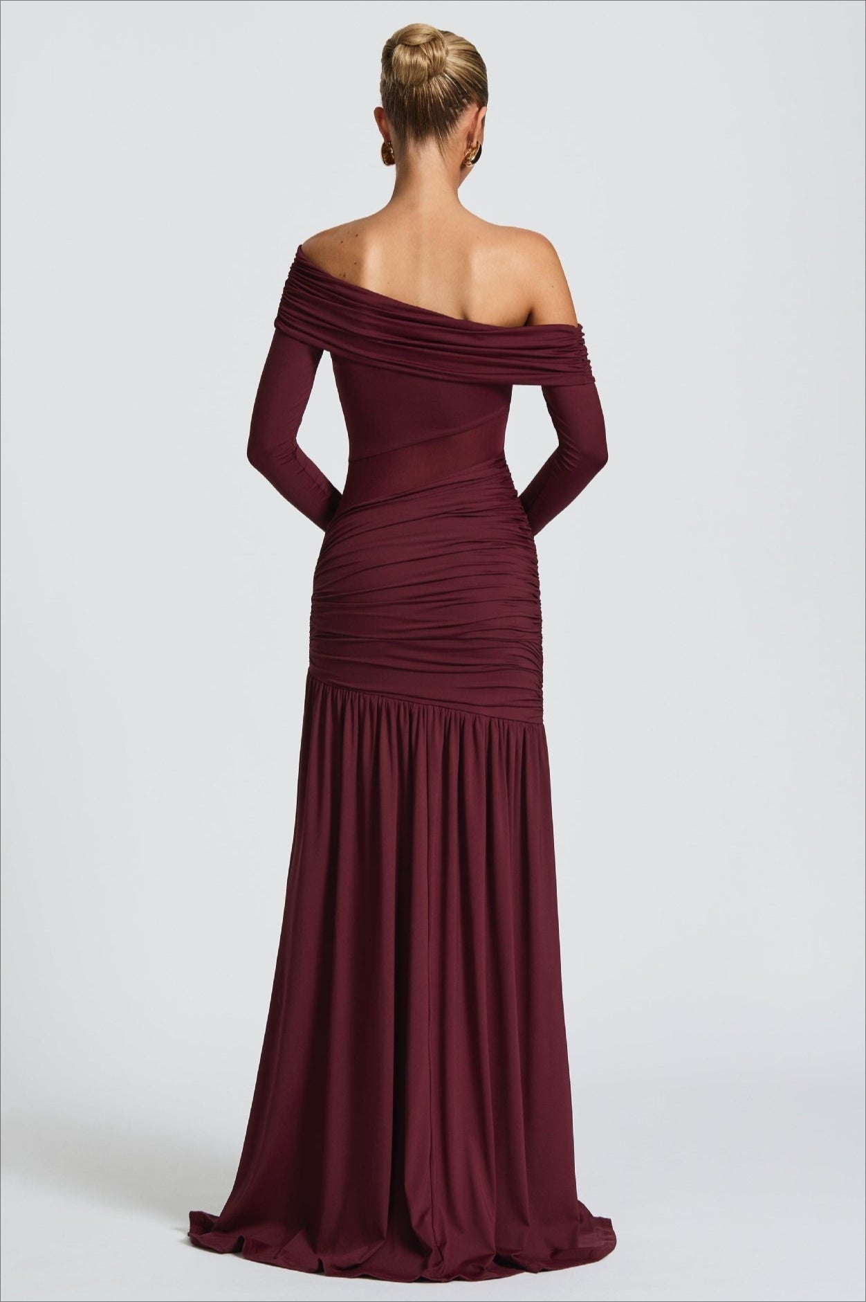 Sheer Pleated Off Shoulder Party Dress