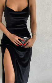 Velvet Lace Up Backless Midi Dress 4